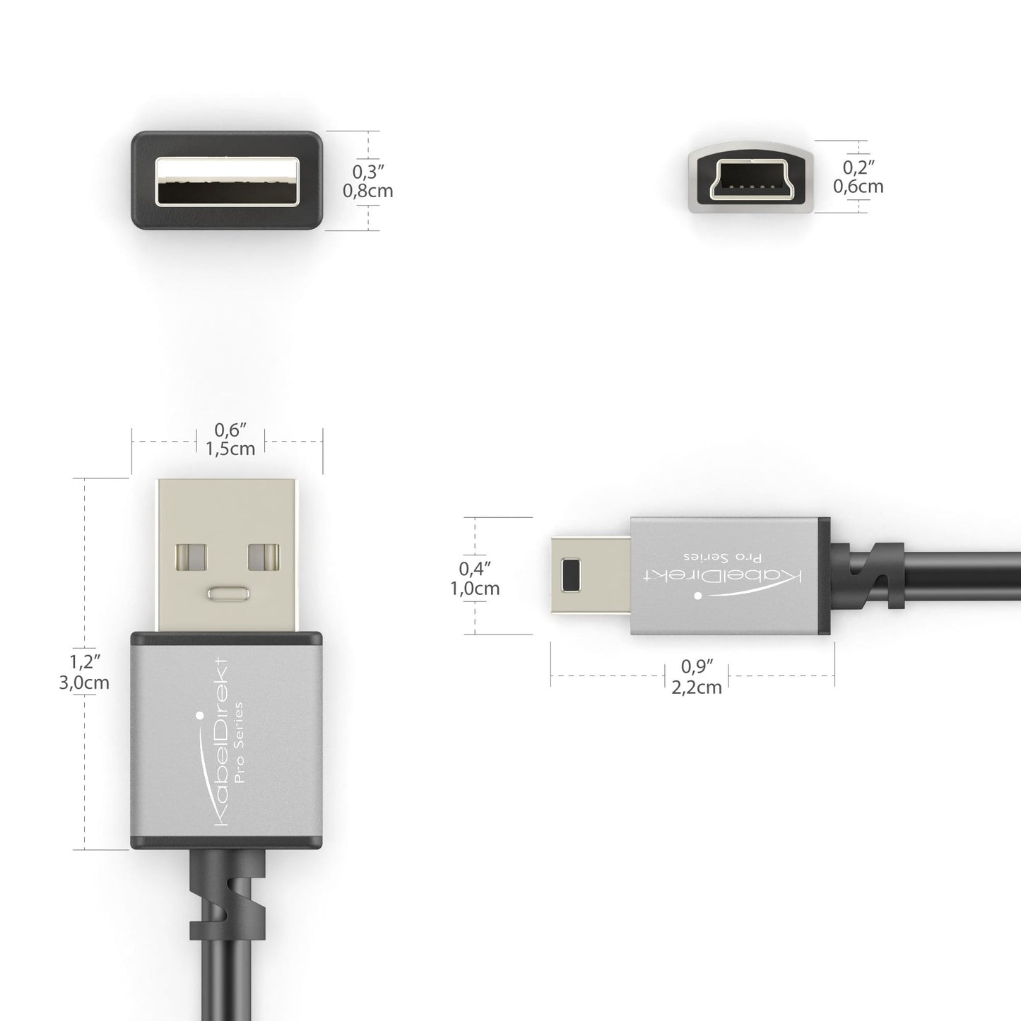 Câbles Mini, USB 2.0, 1 m