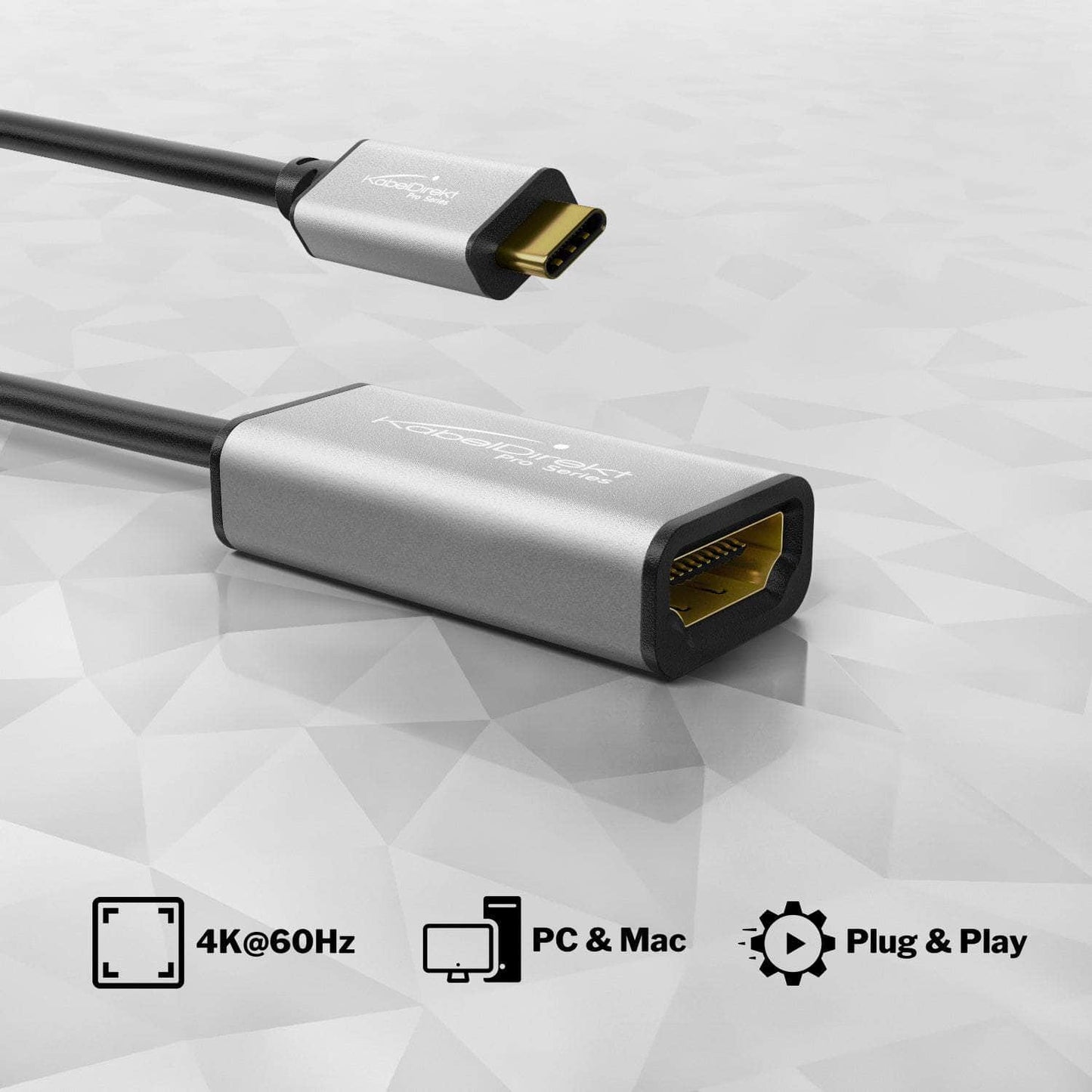 USB C to HDMI adapter, 0.15m, supports resolutions up to 4K/60Hz