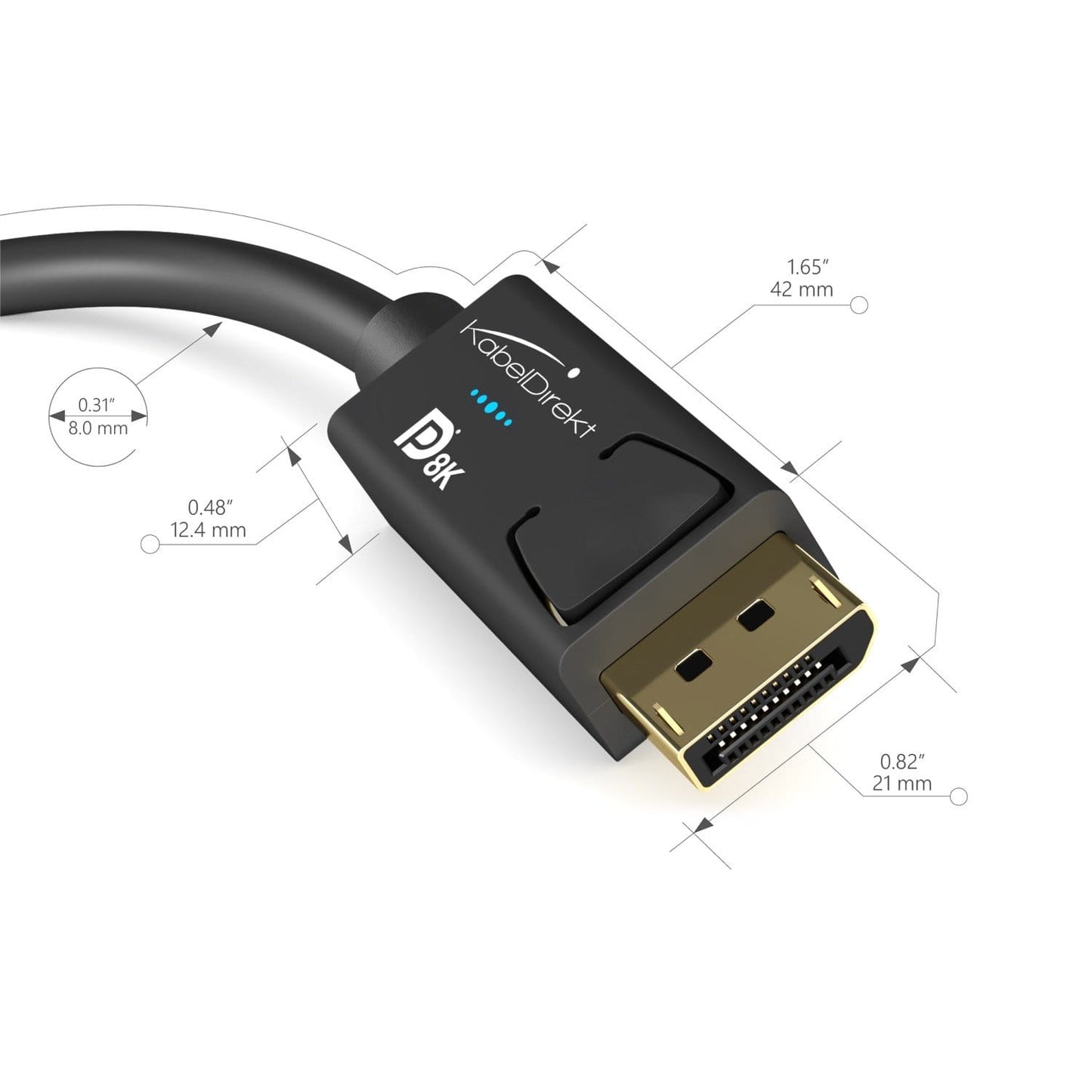 VESA Certified DisplayPort Cable - DP1.4 for 8K or gaming with up to 240Hz