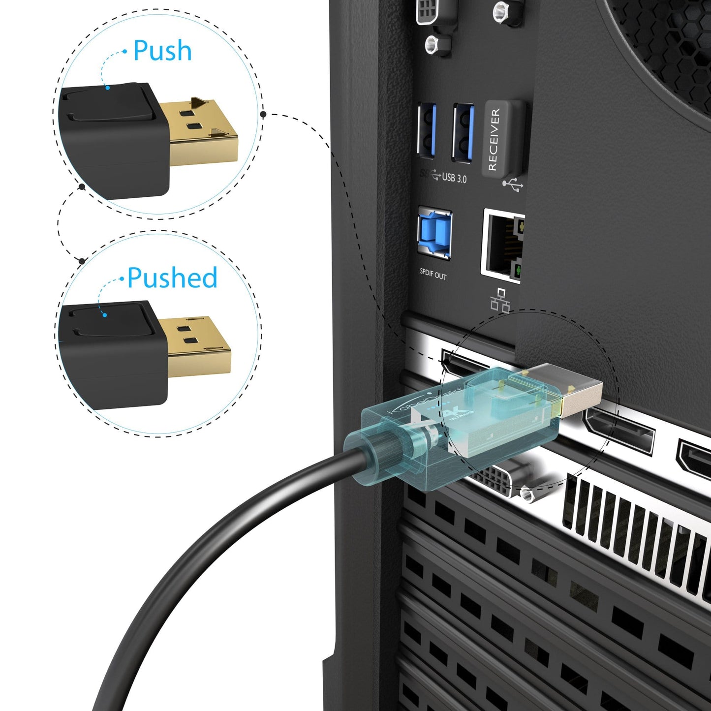 Câble Mini DisplayPort (Thunderbolt) sur DisplayPort (Mini DP sur DP)