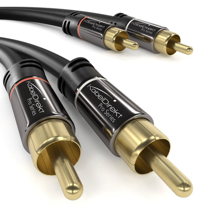  2 to 2 RCA stereo audio cable (coax cable, Cinch/phono male to male plugs, analogue/digital, for subs, amps, Hi-Fi, home cinema)