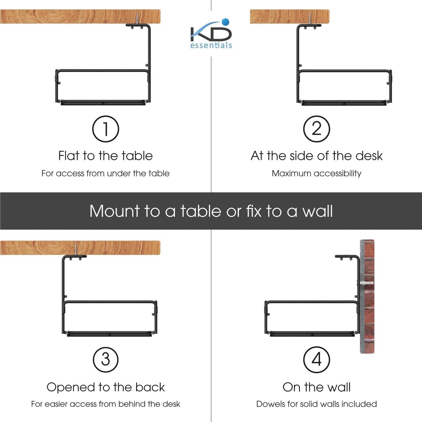 KD Essentials – Metal cable basket, twin pack – cable bracket and tray