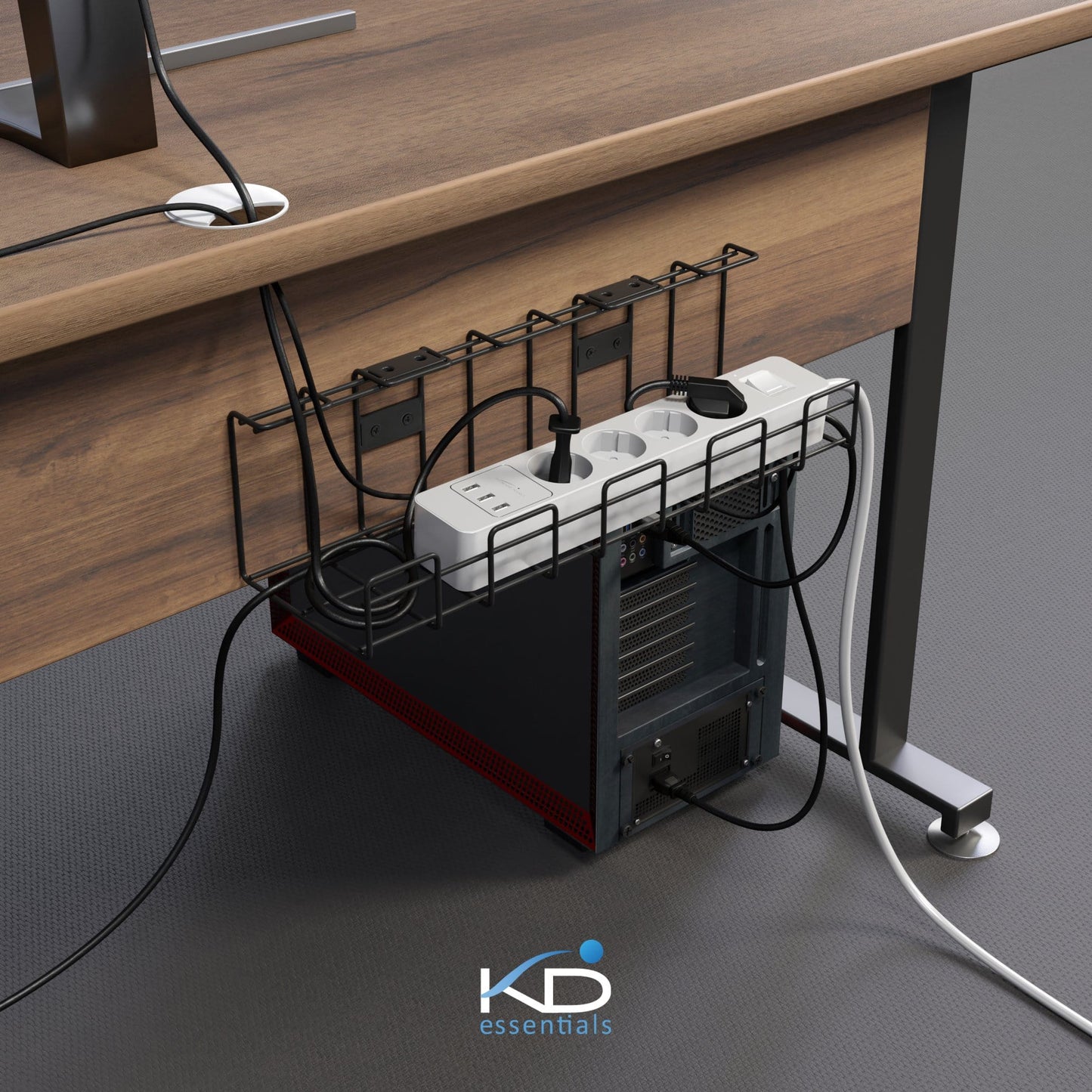 KD Essentials – Kabelkorb aus Metall, Größe M, schraubbar, 2er Set – Kabelhalterung & Kabelwanne