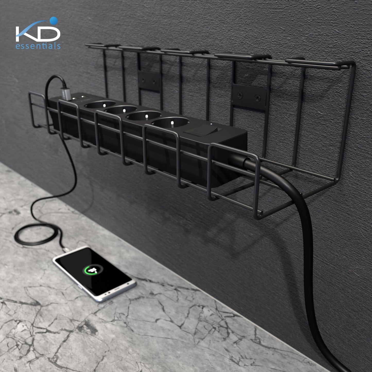 KD Essentials – Kabelkorb aus Metall, Größe M, schraubbar, 2er Set – Kabelhalterung & Kabelwanne