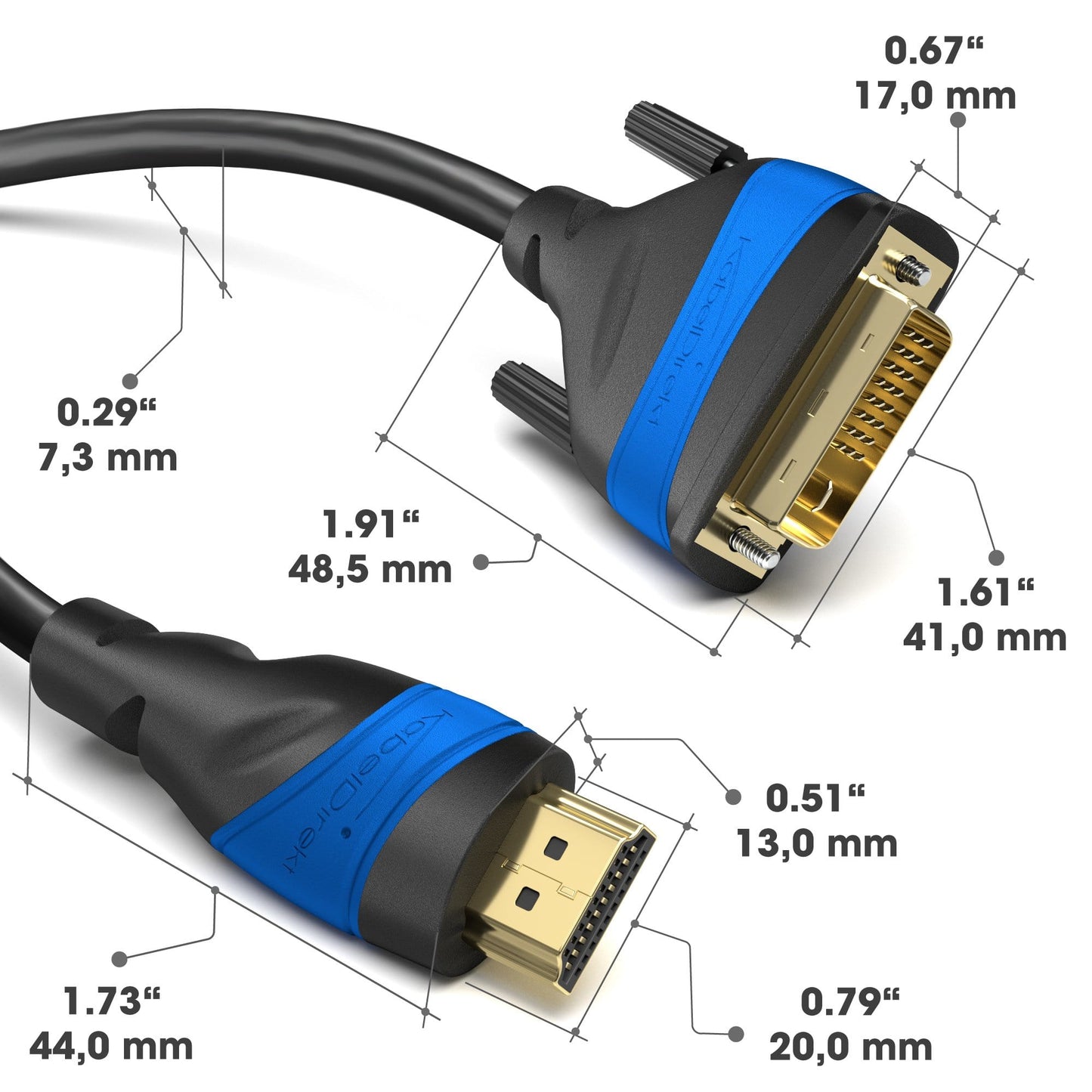 HDMI-DVI adapter cable – bi-directional, DVI-D 24+1/High Speed HDMI cable, 1080p/Full HD, digital video cable, connect HDMI devices to DVI monitors or vice-versa, black