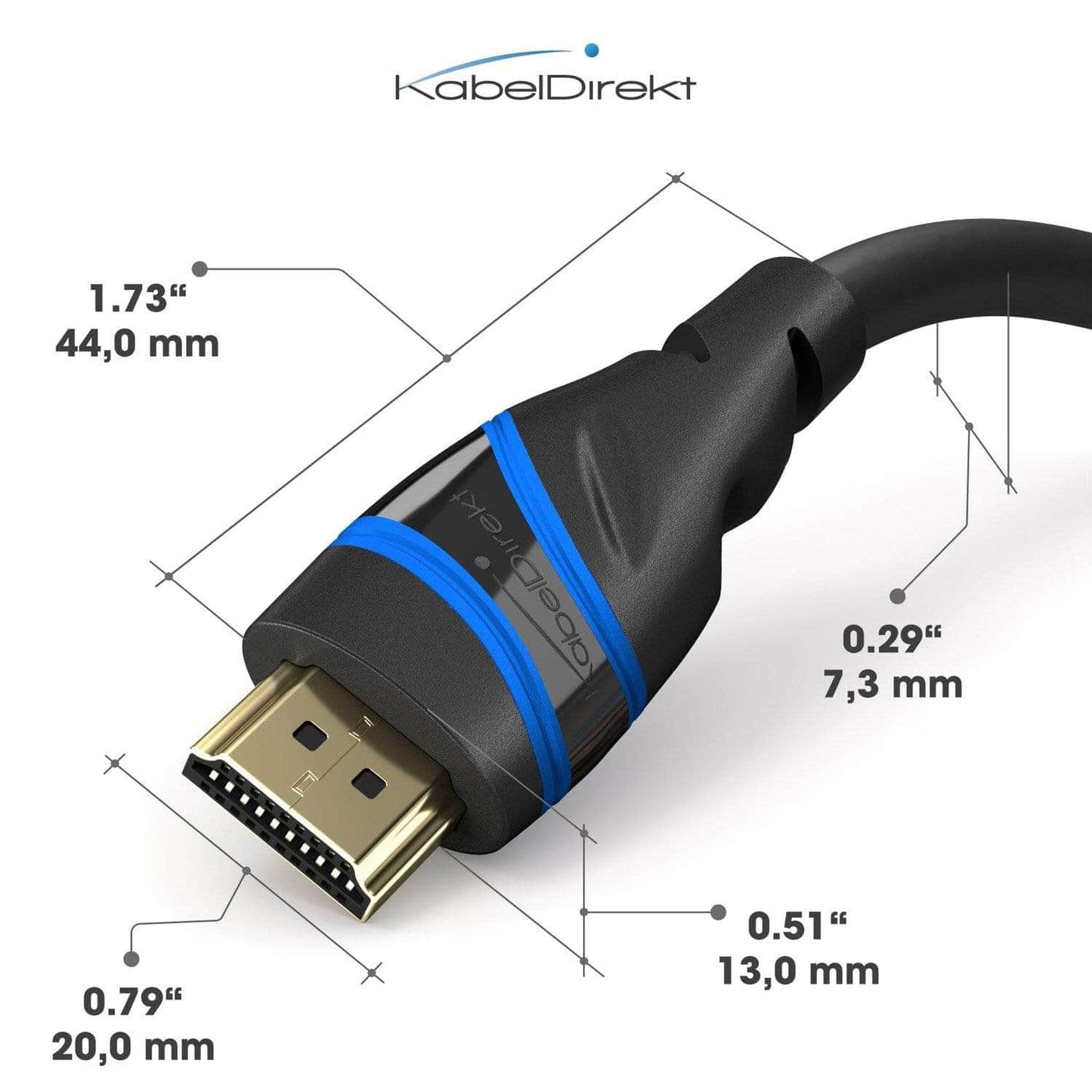 8K Ultra High Speed HDMI 2.1 Kabel – 48G, 8K@60Hz, offiziell getestet und lizenziert, schwarz/blau