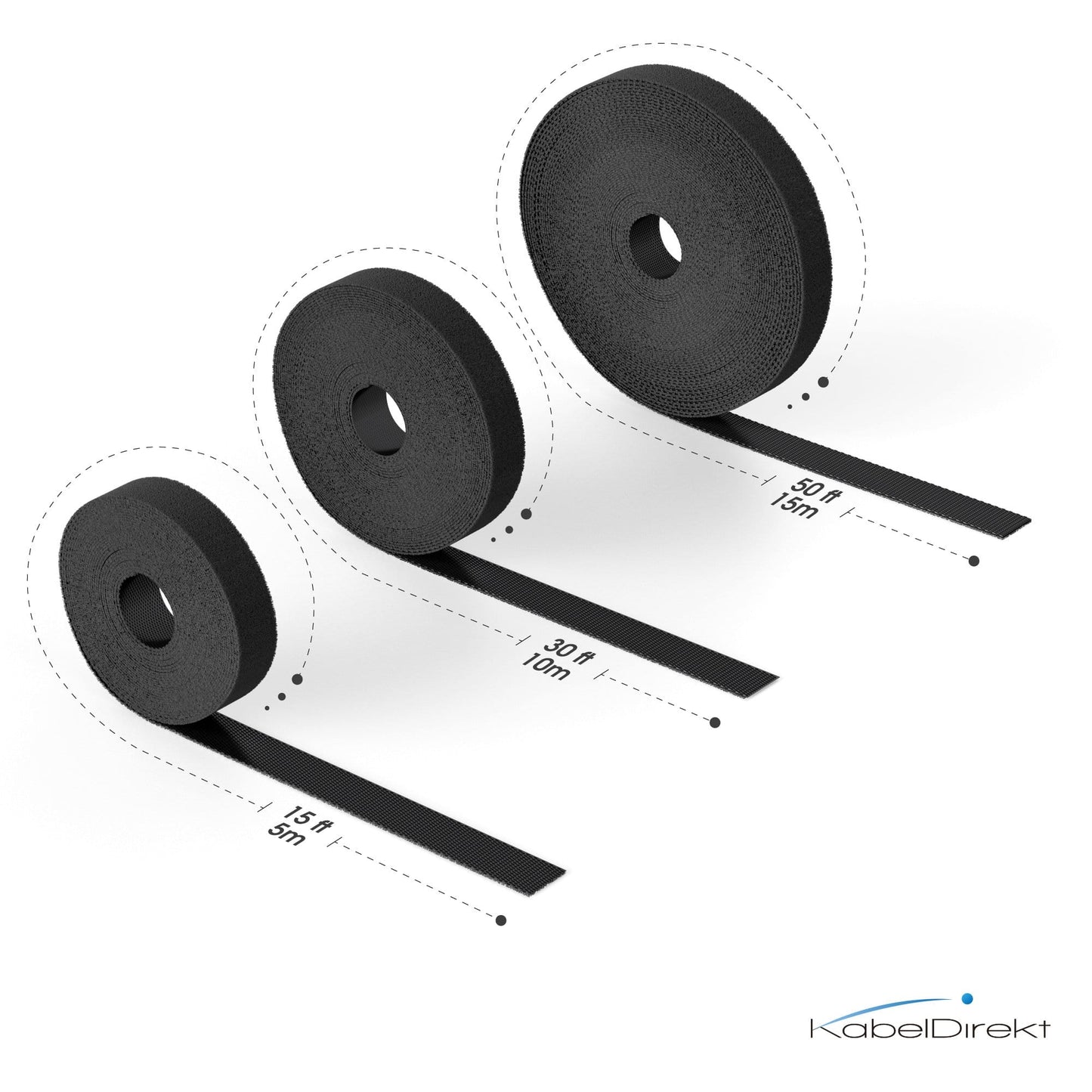 Serre-câbles à scratch – 12,5 mm – découpable sur mesure et réutilisable, noir