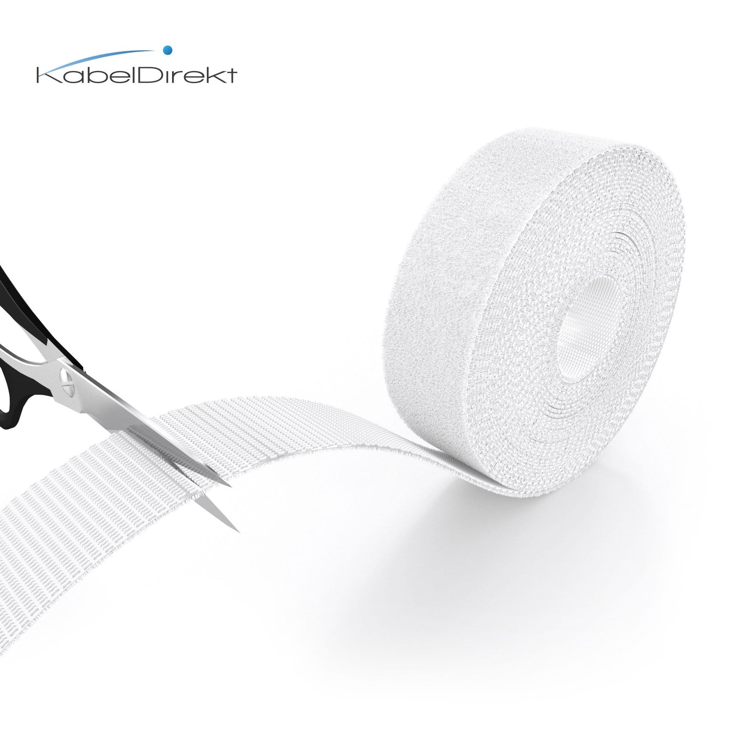 Hook & Loop Cable Straps – cut to size, reusable roll, white