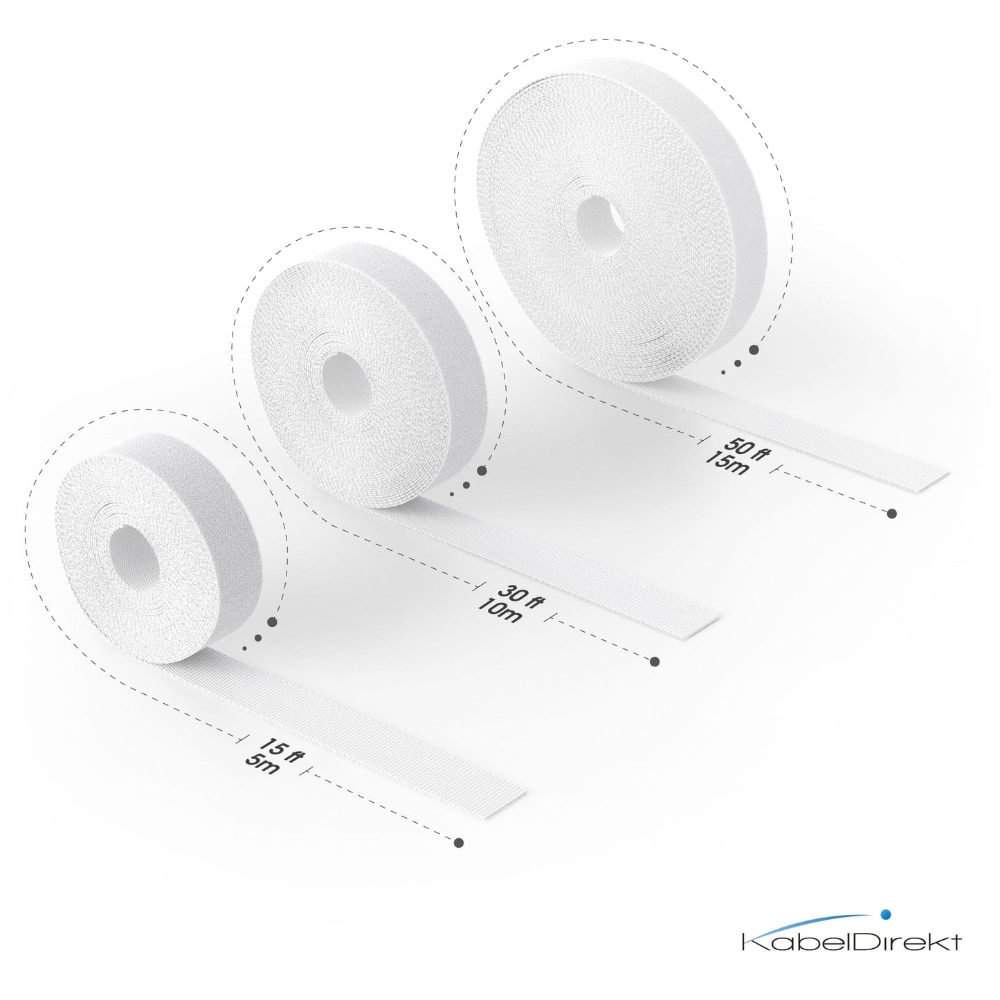 Serre-câbles à scratch – 20 mm – découpable sur mesure et réutilisable, blanc