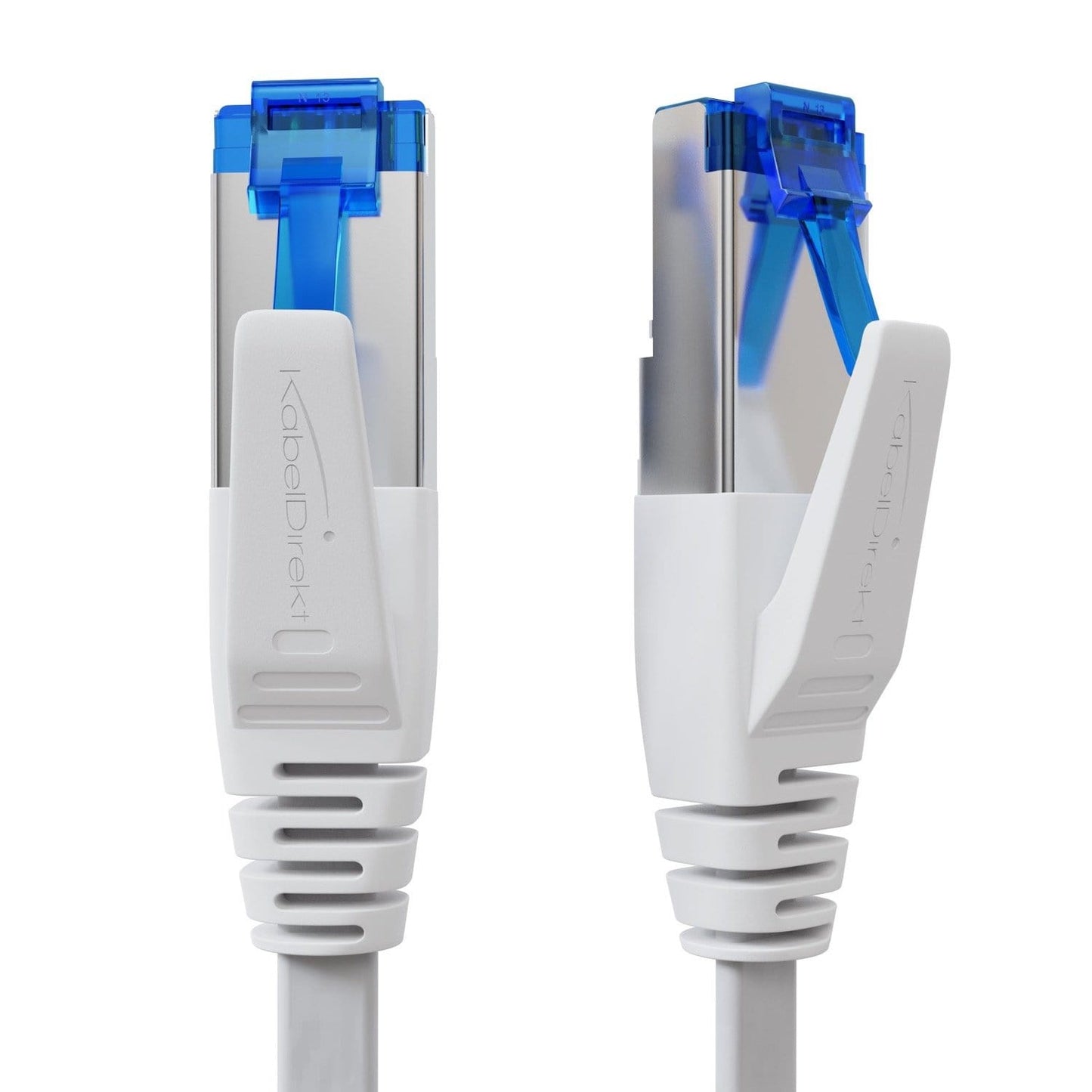 Cat 7 câble Ethernet plat – 10 Gbit/s, fiche RJ45, particulièrement flexible, blanc