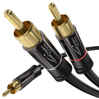 2 to 2 RCA Y adapter cable, stereo audio cable, Cinch/phono male to male plugs, analogue/digital
