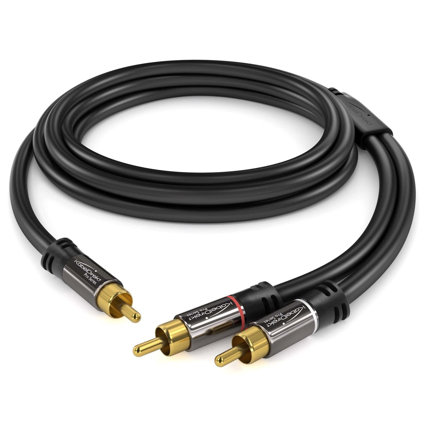 2 to 2 RCA Y adapter cable, stereo audio cable, Cinch/phono male to male plugs, analogue/digital