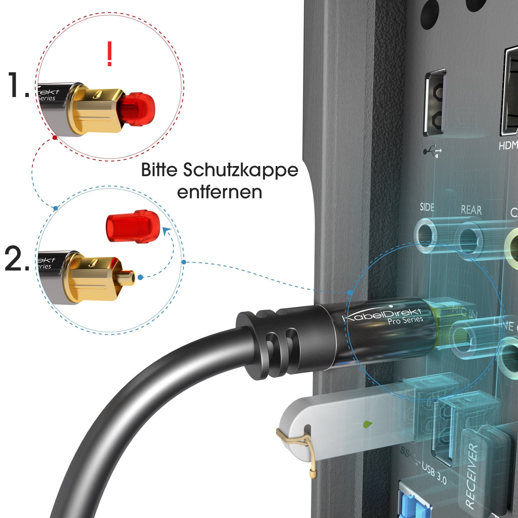 Optical Kabel Toslink cable – optical digital audio cable – KabelDirekt