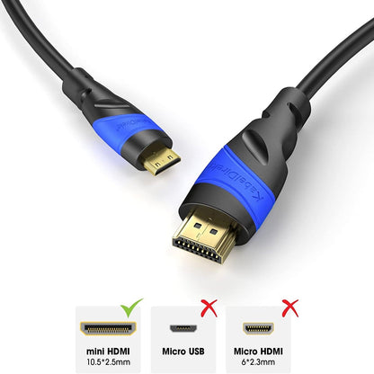 Mini HDMI to HDMI Cable - HDMI 2.0a/b, 2.0, 1.4a, 4K HDMI Cable, HDMI to HDMI, 4K@60HZ,1080p FullHD, UHD, Ultra HD, 3D, Ethernet, ARC)